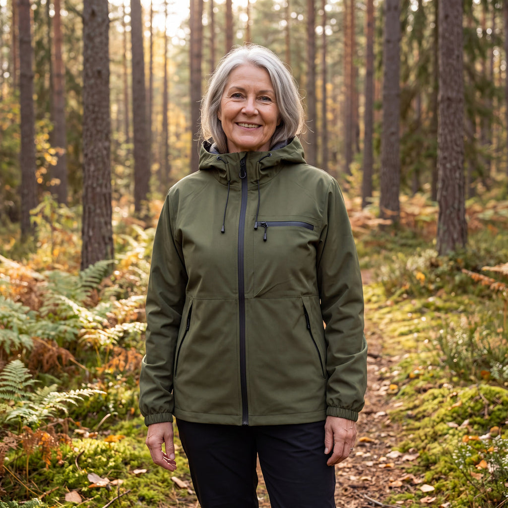 Aero Wind Jacket dam i skogen