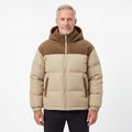 Cord Puffer Jacket för herr i khaki, man framifrån mot vit bakgrund