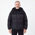 Cord Puffer Jacket för herr i svart, man framifrån mot vit bakgrund
