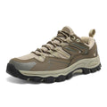 OUTDOORS NORDIC low ortho hiking shoes in beige and brown with breathable mesh and durable TPU grip sole.