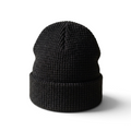 OUTDOORS NORDIC Cozy Waffle Beanie in black, waffle knit with folded cuff