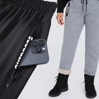 OUTDOORS NORDIC fleece 24/7 pants in grey and black with zippered pockets and elastic waist for comfortable movement