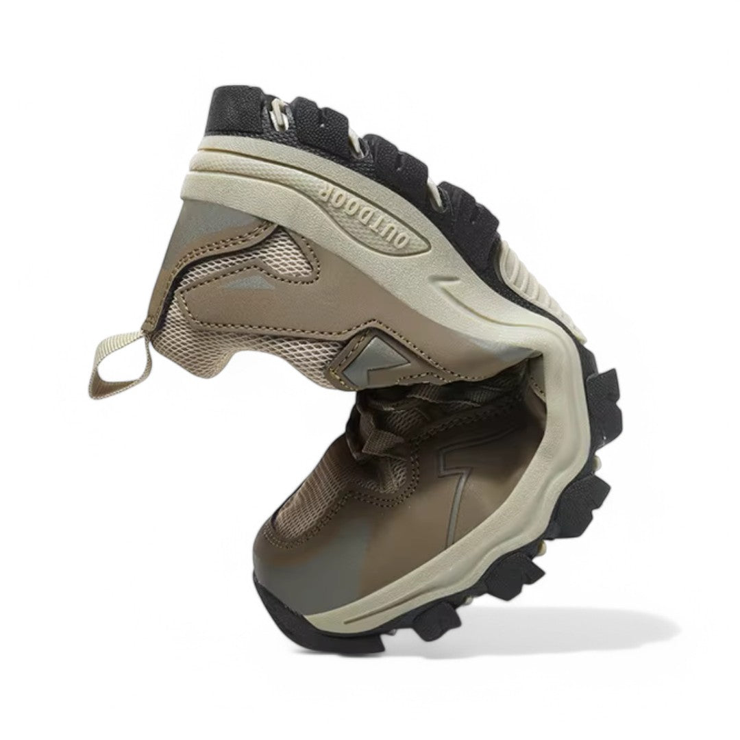 OUTDOORS NORDIC beige lightweight hiking shoe with flexible sole and breathable mesh for orthopedic support