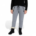 OUTDOORS NORDIC grey fleece-lined sweatpants with zippered pockets and adjustable drawstring waist on a person.