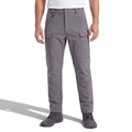 OUTDOORS NORDIC grey utility fleece pants with multiple cargo pockets, worn by a man against a white background.