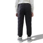 OUTDOORS NORDIC kids' black quilted fleece-lined winter pants with water-repellent finish, back view.
