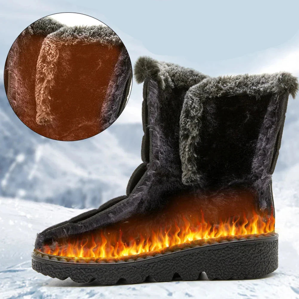 OUTDOORS NORDIC waterproof winter boots with warm flannel lining and non-slip rubber sole for cold, snowy weather.