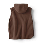 Sherpa Hoodie Vest i brun bakifrån