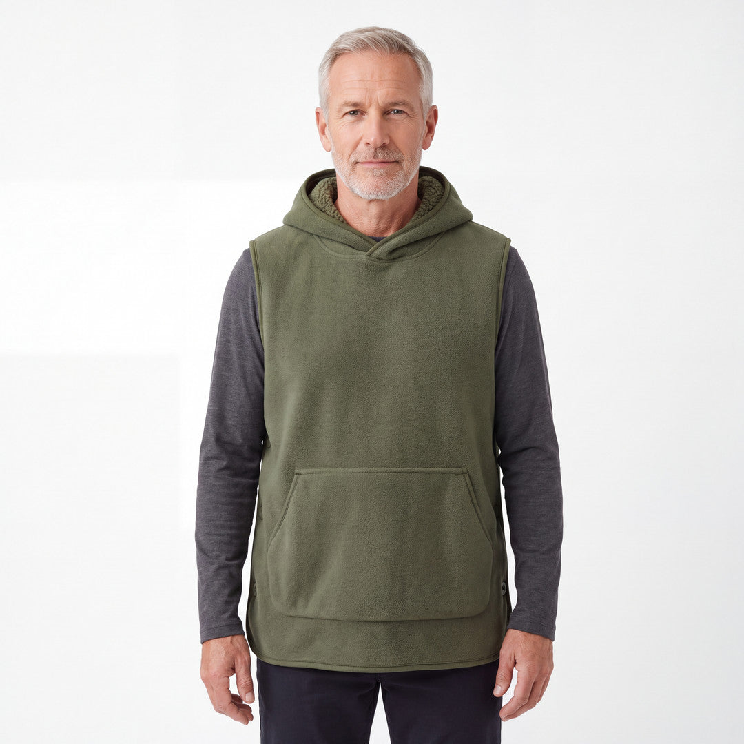 Sherpa Hoodie Vest herr i grön