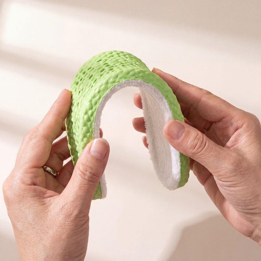 Hand som böjer Thermo Warm Insoles för att visa att de är flexibla