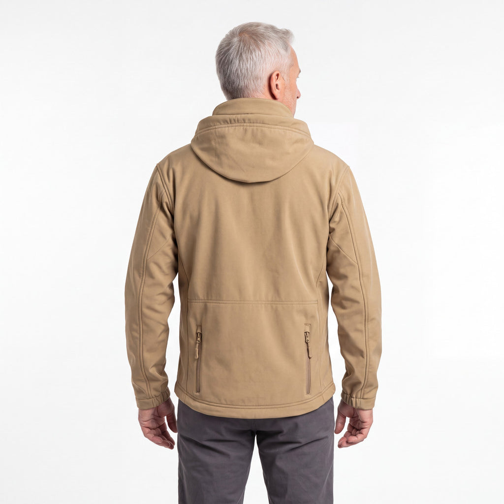 Utility Softshell Jacket herr i khaki bakifrån