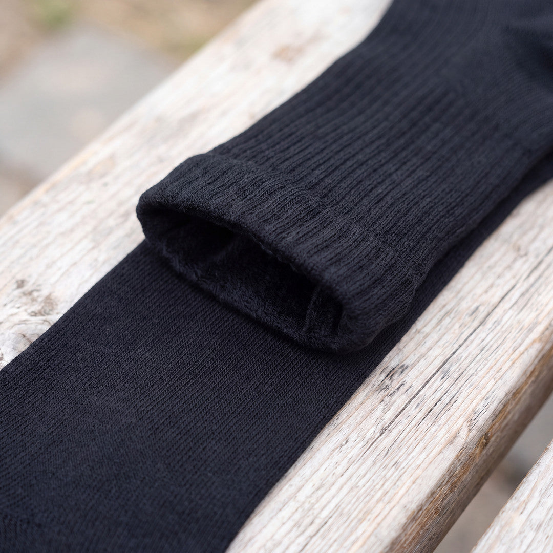 Närbild på den ribbstickade mudden på Waterproof Hiking Socks i svart